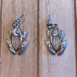 3/$15 Silver Tone Frog Dangling or Drop Earrings